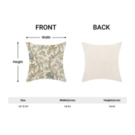 AEIOAE Sage Green Blue Floral Pillow Covers 18 x 18 Inch Set of 2, Spring Vintage Chinoiserie Flower Decorative Throw Pillow Covers Outdoor Linen Farmhouse Decor Pillowcase for Home Sofa