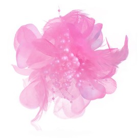 Elegant Flower Feather Hair Clips for Women Ball Beaded Floral Brooches Pins Ribbons Headpieces Hairpins Dress Accessories for Bridal Wedding Prom Tea Party Cocktail (Pink)