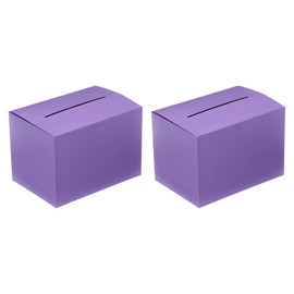 PATIKIL Cardboard Suggestion Box, 2 Pcs 6.5 x 4.5 x 4.5 Inch Ballot Box with Removable Header Board Raffle Box for Suggestion, Collection, Tip, Donate, Voting, Purple
