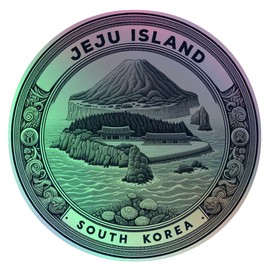 Jeju Island South Korea Holographic Souvenir Vinyl Decal Sticker 2-Inch