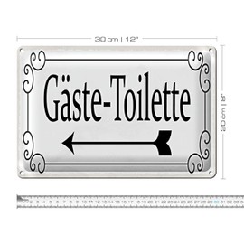 Vintage Blechschild | Gäste-Toilette | Nostalgisches Design | 20 cm x 30 cm
