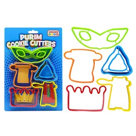 Purim Cookie Cutter Set – Plastic Set – Includes Gragger, Megillah, Crown, and Mask - by The Kosher Cook