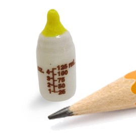 WitnyStore Tiny ⅝ Inch High Baby Milk Bottle for Mini Cat Kitten Dog Puppy Figurine - Miniature Hand Made Painted Ceramic Bottles Pet Animal Cute Porcelain Decorative Collectible Figurines Décor Gifts