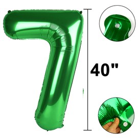 40 Inch Green Large 7 Number Balloons Dark Green, Big Foil Number Balloons, Giant Helium Happy 17th 27th Birthday Party Decorations for Man and Women, Huge Mylar Anniversary Party Supplies