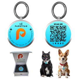 SMORDERNPETZ - Smart Dog Tag for Dogs and Cats - Durable Dog Name Tag - Waterproof QR Code Dog Tags for Pets with Anti-Lost Feature, Easy to Use - No Subscription Fees - Pack of 1 (Blue)