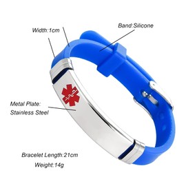 OutstandLong Epilepsy Medical Alert ID Bracelet Emergency First Aid Laser Engraved Health Alert Adjustable Silicone Wristband Bracelet