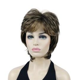 Lydell Short Length Layered Shaggy Full Hair Synthetic Women Cosplay Wigs Brown