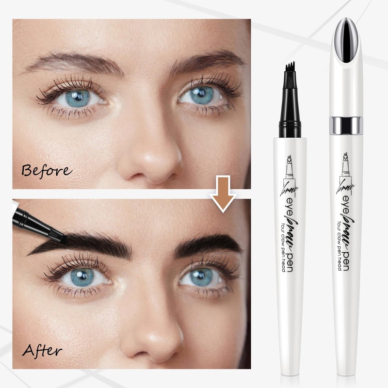 Boobeen Waterproof Liquid Eyeprow Pen, 4 Micro Fork Tips for