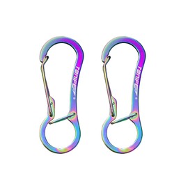 TONIFE Carabiner, Carabiner Hook Made of High-Quality Stainless Steel for Carabiner Hook Key Chain, Snap Buckle Spring Backpack Clasps (MT2803 Rainbow Titanium x 2)