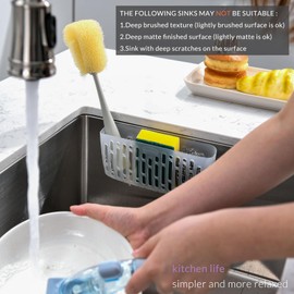 simpletome Sink Caddy Basket, Sinkware Organizer, 3X Strong Suction Cups Or Countertop, Transparent