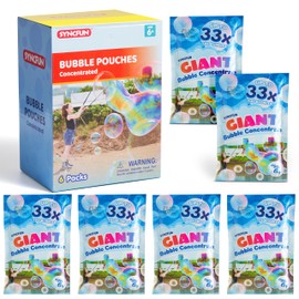 SYNCFUN 6 Packs Giant Bubble Concentrated Solution (Up to 4.5 Gallons), 6 Pouches Solution Refill for Bubble Machine, Wands, Blower, Easter, Outdoors Activity