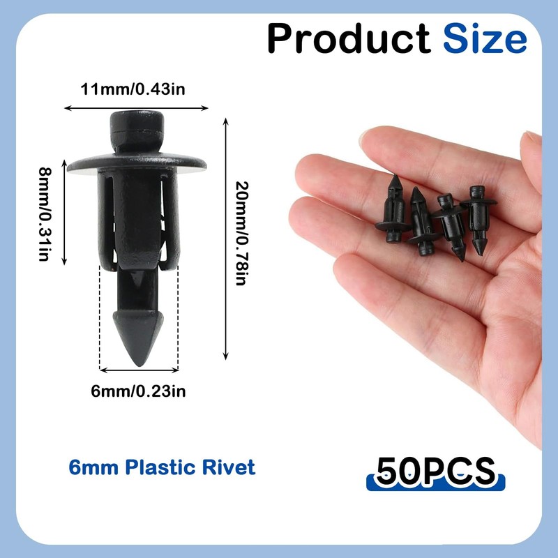 Plastic Rivets 6mm 50pcs Plastic Clips Rivets Motorcycle Fairing Trim