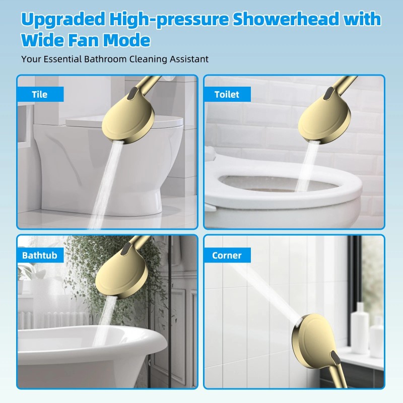 Hibbent 10 Inch High Pressure Rainfall Shower Head Handheld Gold