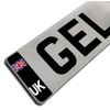 Slimline Domed Union Jack UK Vehicle Number Plate Stickers, Black,