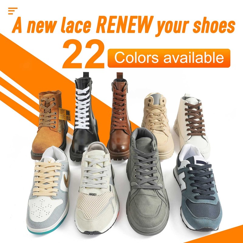 VSUDO 100 cm Double Layer Flat Beige Shoe Laces for