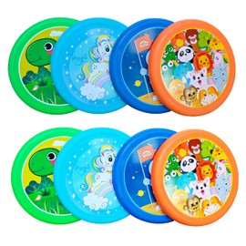 SUHEEUS 8 Pack Beach Flying disc for Kids Soft 8 inches Small Bulk Safe for School Kindergarten Multicolored Blue Green Orange