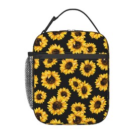 BMKJSSTR Yellow Sunflower Portable Lunch Box Insulated Reusable Bento Box Lunch Bag Tote For Men Women
