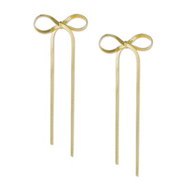 Pwiuor Gold Bow Drop Dangle Earrings for Women Elegant Statement Long Tassel Chain Dangly Bow Tie Earrings Formal Prom Wedding Jewelry Gift