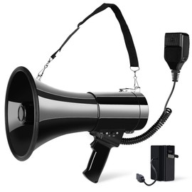 MyMealivos 50W Rechargeable Megaphone Speaker Built in Siren, Recording | Loud Bullhorn with Detachable MIC & Strap | Supports Bluetooth USB SD, Cover up to 1200 Yards for Indoor Outdoor Activities