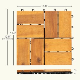 USA Local Stock Acacia Wood Interlocking Decking Tiles for Outdoor Patio Flooring 1 Box = 27 Pcs = 27 Sq ftColor: color3, Thickness: 25mm