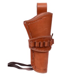 AS HANDCRAFT Western Cowboy Gun Holster Heritage Rough Rider Holster for Revolver with Ammo Loops Tooled Leather Pistol Holster Right (Tan - .44,45ACP Caliber)