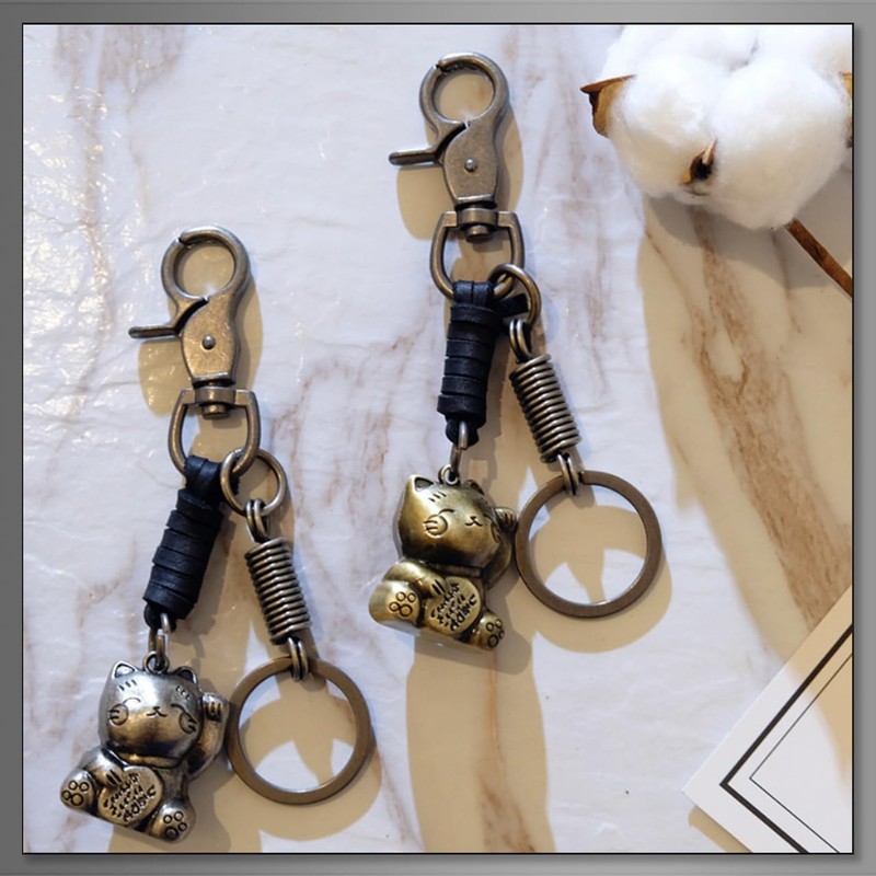 Buzz Selection AC185 Keychain, Cat, Maneki Neko, Retro, Simple, Charm,