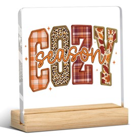 Fall Decorations for Home, Autumn Thanksgiving Decorations, Fall Cozy Season, Acrylic Sign Plaque Art Decor for Office Home Desk Farmhouse Living Room Prayer Room Bathroom Bedroom