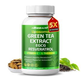 NESSARIT Green Tea Extract, EGCG, Caffeine, Vitamin C & L-Theanine – Support Metabolism & Antioxidant Health – 150 Capsules – Made in USA