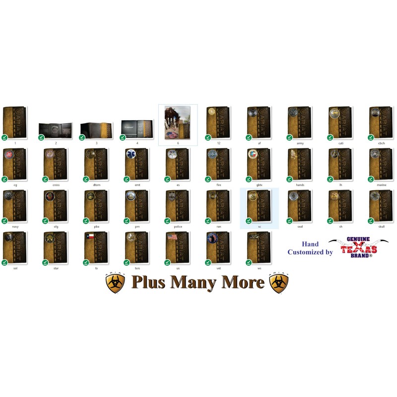 Custom Texas Flag ARIAT RoughRider Leather and Suede Trifold Wallet