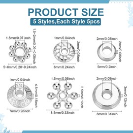 CRAFTYMELODY 300 Stück Spacer Perlen 6 Stil Legierung Silber Lose Perlen Schneeflocke Runde Rondelle Doppelkegel Perle Spacer Schmuck Erkenntnisse