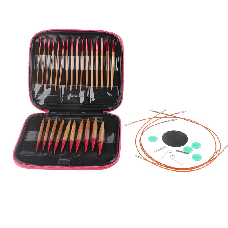 Interchangeable Carbonized Bamboo Needles Set Aluminum Circular Knitting Needles Ring