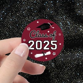 Class of 2025 Graduation Party Favors Stickers, Graduation Envelope Seals, Candy Stickers - 40 Count, Maroon Graduation Decor