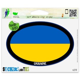 Ukraine Euro Oval Vinyl Car Bumper Window Sticker 3" x 2"
