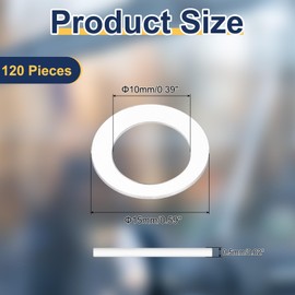 uxcell 120 Pcs M10 PVC Flat Washers 10mm ID 15mm OD 0.5mm Thick Plain Washer Grommets Plastic Sheet Gasket Fastener Sealing Spacer Gasket Ring Water Hose Washers, Clear
