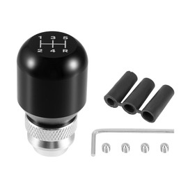 X AUTOHAUX 1 Set 5 Speed Universal Car Adjustable Gear Shift Knob Aluminum Alloy Shift Stick Knob Black for Most Manual Vehicles