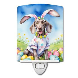 Caroline's Treasures Weimaraner Easter Egg Hunt Ceramic Night Light Compact, UL-Certified, Ideal for Bedroom, Bathroom, Nursery, Hallway, Kitchen, 6x4x3, Multicolor