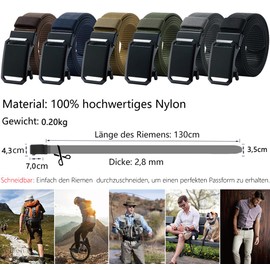 LionVII Men's Belt - Belt for Men with Ratchet Automatic Buckle, Work Belt Adjustable for Men Work Outdoor Sports Hiking [130 cm L x 3.8 cm W], Olive brown, One size fits all