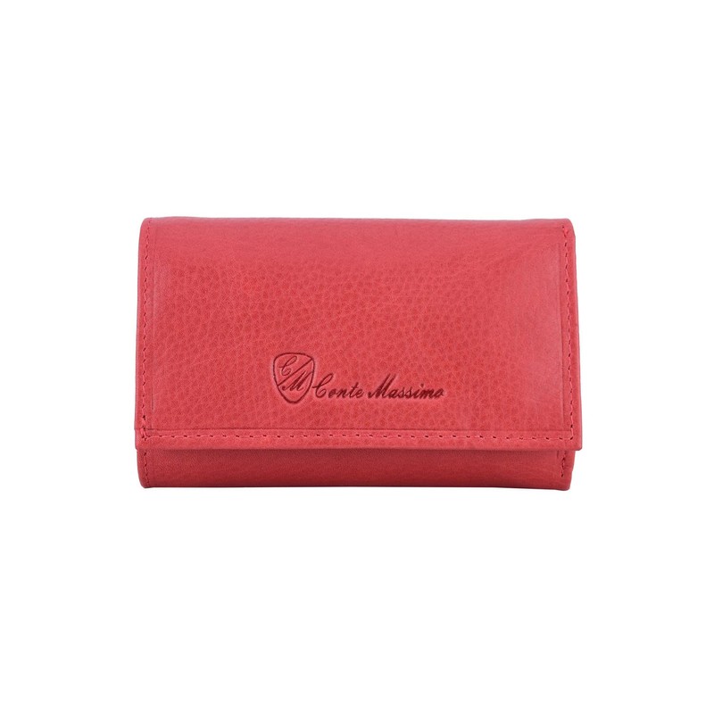 Conte Massimo Man Woman Keyring Genuine Leather, Red with bag