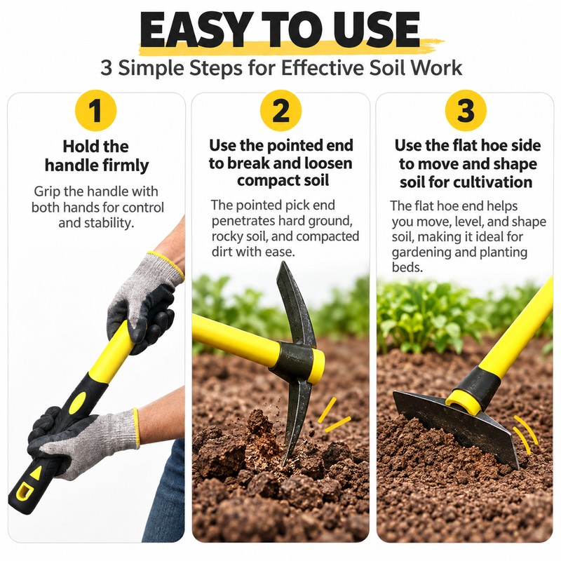 Mattock Hoe for Soil Loosening – 15-Inch Garden Tool with