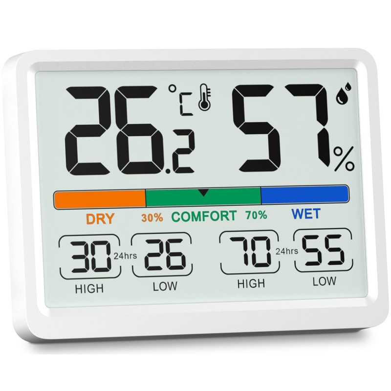 NOKLEAD Thermo-Hygrometer, Digital Thermometer, Hygrometer, Indoor Thermometer, Comfortable Display, Tabletop