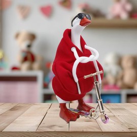 i-Beeboo 3Pcs 7inch Desktop Goose Outfits Accessories Set with Red Hoodie, Scooter, Sunglasses, Mini Desk Decor Mini Porch Goose Costume Clothes for Table Decor (Red Hoodie)