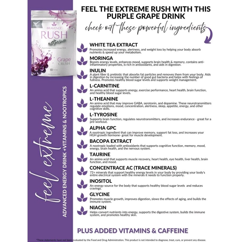 Bravenly Global Bravenly™ RUSH Variety Pack – Natural Energy +