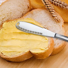 Stainless Steel Butter Spreader, 3 in 1 Kitchen Gadgets,butter spreader,3 in 1 Stainless Steel Spreader Serrated Edge Shredding Slots Easy to Hold for Bread Butter Cheese Jam Slicer,Butter Cutter