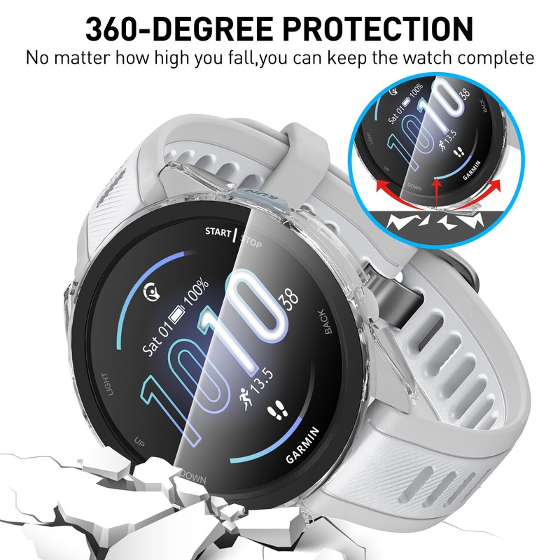 Suoman 3 Pack for Garmin Forerunner 165 Case, 9H Tempered