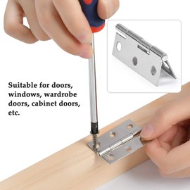 FOROREH Pack of 20 Stainless Steel Hinges Small Connector with Screws, Hinge Tape Door Hinge 44 x 32 mm Door Hinge with 6 Holes Small Piano Hinge Cabinet Drawer Hinge