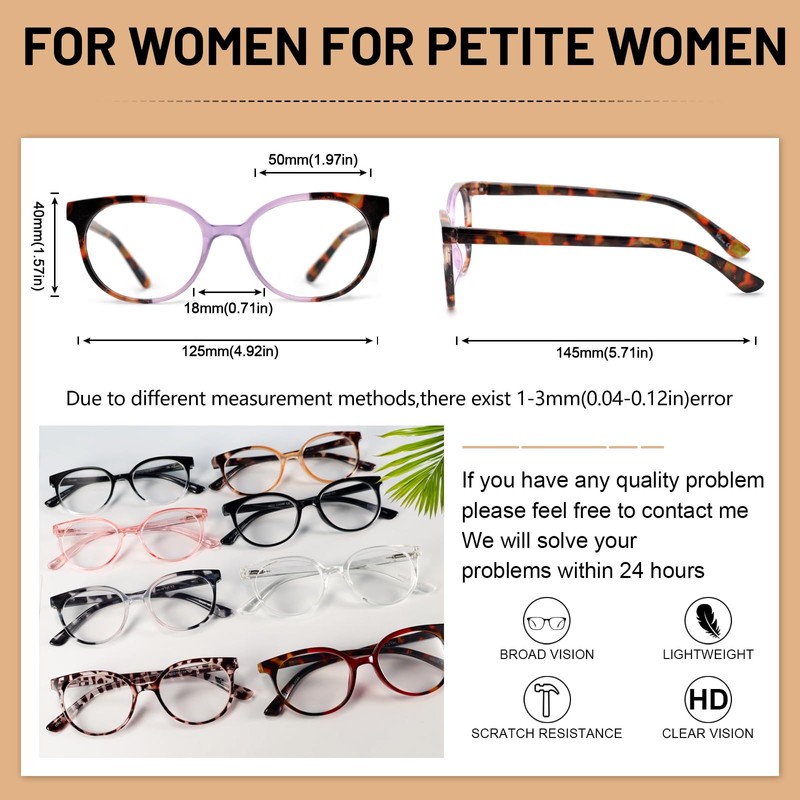 OCCI CHIARI Petite Reading Glasses for Small Face Women Fashion