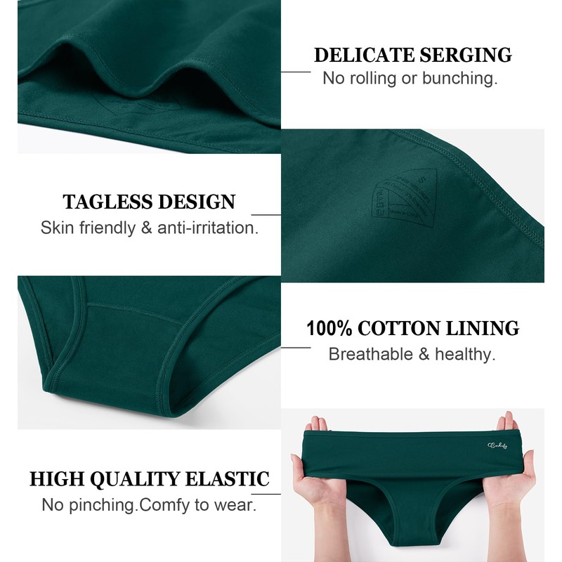 coskefy Women's Underwear Soft Strench Breathable Cotton Panties Ladies Hipster