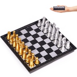 KICTERO 5" Mini Chess Set Travel Board Game with Magnetic Folding Chess Board Portable and Store Chess Pieces Pocket Chess Games for Kids and Adult,Easy to Carry