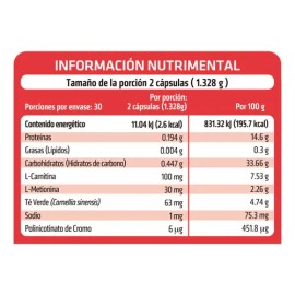 HEALTHADDICTION - Carnitherm – Suplemento Alimenticio Termogénico con L-Carnitina, Té Verde y Cromo – Optimizar el Rendimiento Deportivo y Apoyo Metabólico – 60 Cápsulas