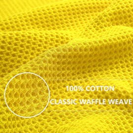 Homaxy 100% Cotton Waffle Weave Kitchen Dish Cloths, Ultra Soft Absorbent Quick Drying Dish Towels, 12 x 12 Inches, 12-Pack, Yellow